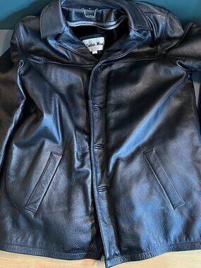 Leather Man - Black Leather Car Coat - XL - Barely worn